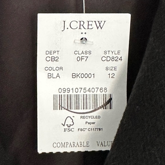 NEW J. Crew Factory Belted Wool-Blend Coat Long Trench Style in Black Size 12 - Picture 5 of 5